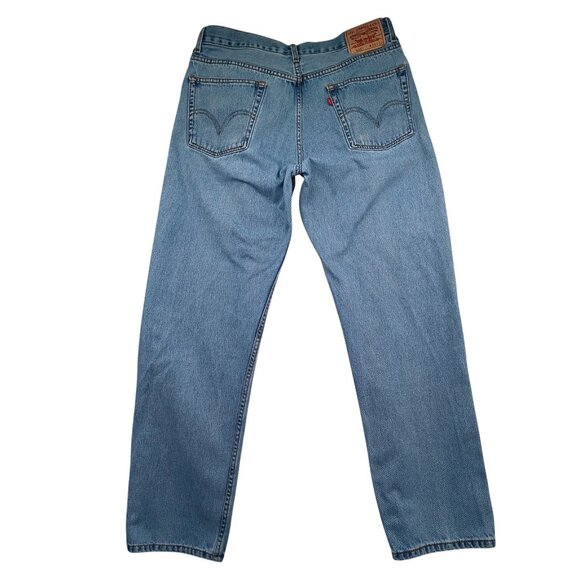 Levis 505 Jeans Mens 36x32 Blue Regular Fit Straight Leg Denim Made Lesotho - Picture 5 of 9